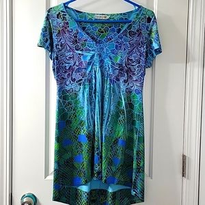 Unity printed blue dress with sequin detail jr medium